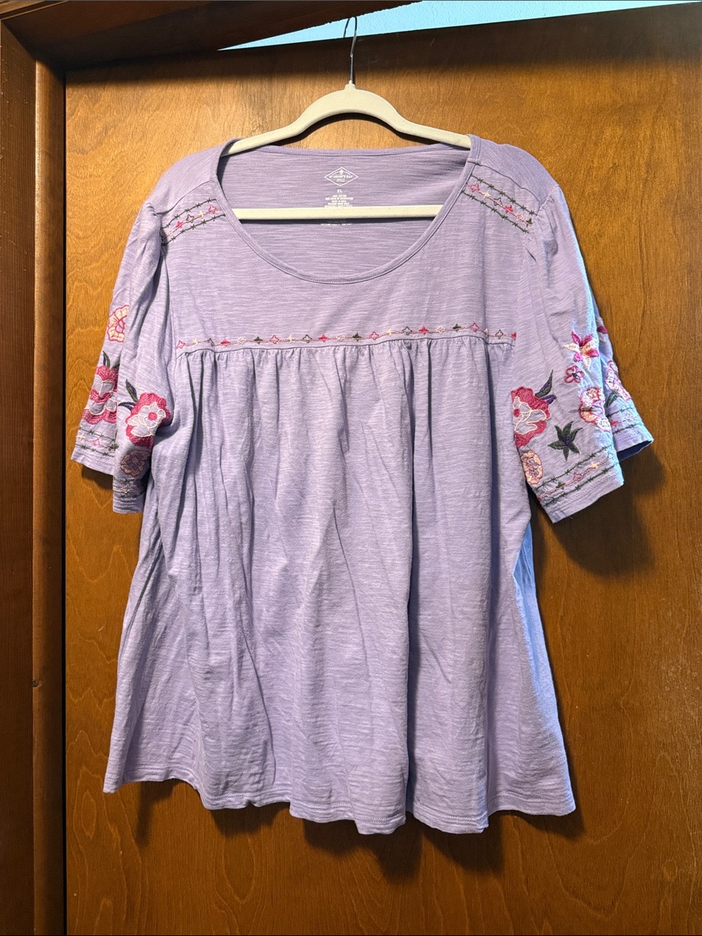St. John's Bay Lavender Embroidered Scoop-Neck Tunic